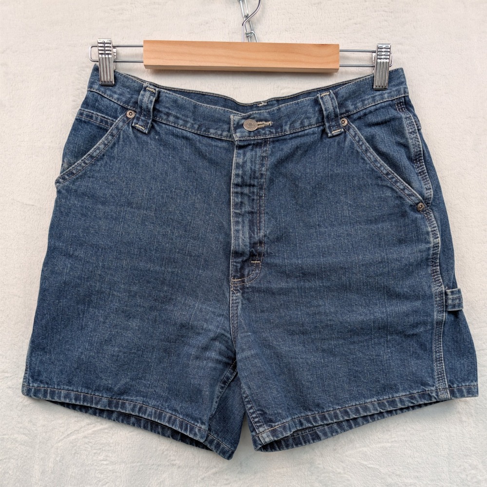 VTG Lee Shorts Women's 8 M Blue 5" Carpenter Medium Wash Workwear Utility 90s